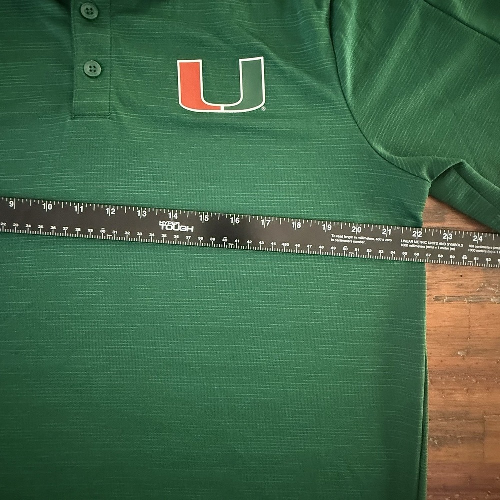 Miami Hurricanes NCAA Adidas Perf. Polo Dark Green Men's Large - Picture 5 of 7